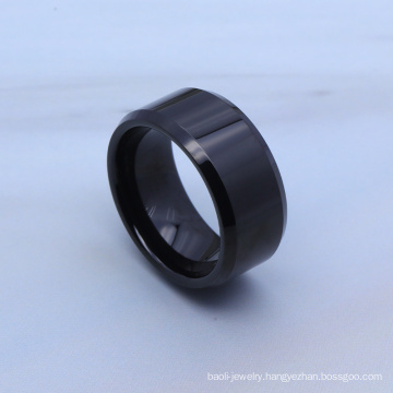 Fashion Full Black High Polished Large Size Mens Tungsten Carbide Rings